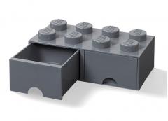 Cutie depozitare LEGO 2x4 cu sertare, gri inchis