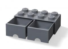 Cutie depozitare LEGO 2x4 cu sertare, gri inchis