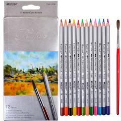 Set 12 creioane acuarelabile si pensula - Raffine