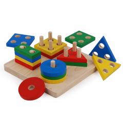 Jucarie din lemn educativa - Geometric Sorting Board