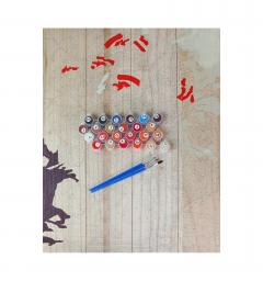 Set pictura cu numere pe lemn - Lilies, 40x50 cm