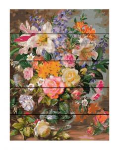 Set pictura cu numere pe lemn - Lilies, 40x50 cm