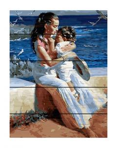 Set pictura cu numere pe lemn - Mother and Child, 40x50 cm